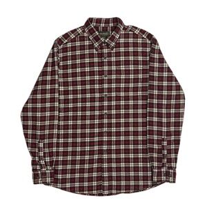 Eddie Bauer 100% cotton red black white plaid button up flannel shirt men large